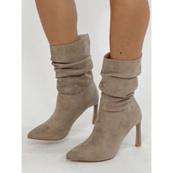 🍂 Gray Suede Slouch Booties: Grey Slouchy Boot, 8.5 / 8 1/2 (go up half size) - Picture 1 of 3
